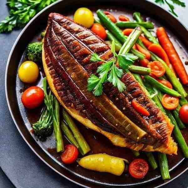 Запечённая рулька с овощами